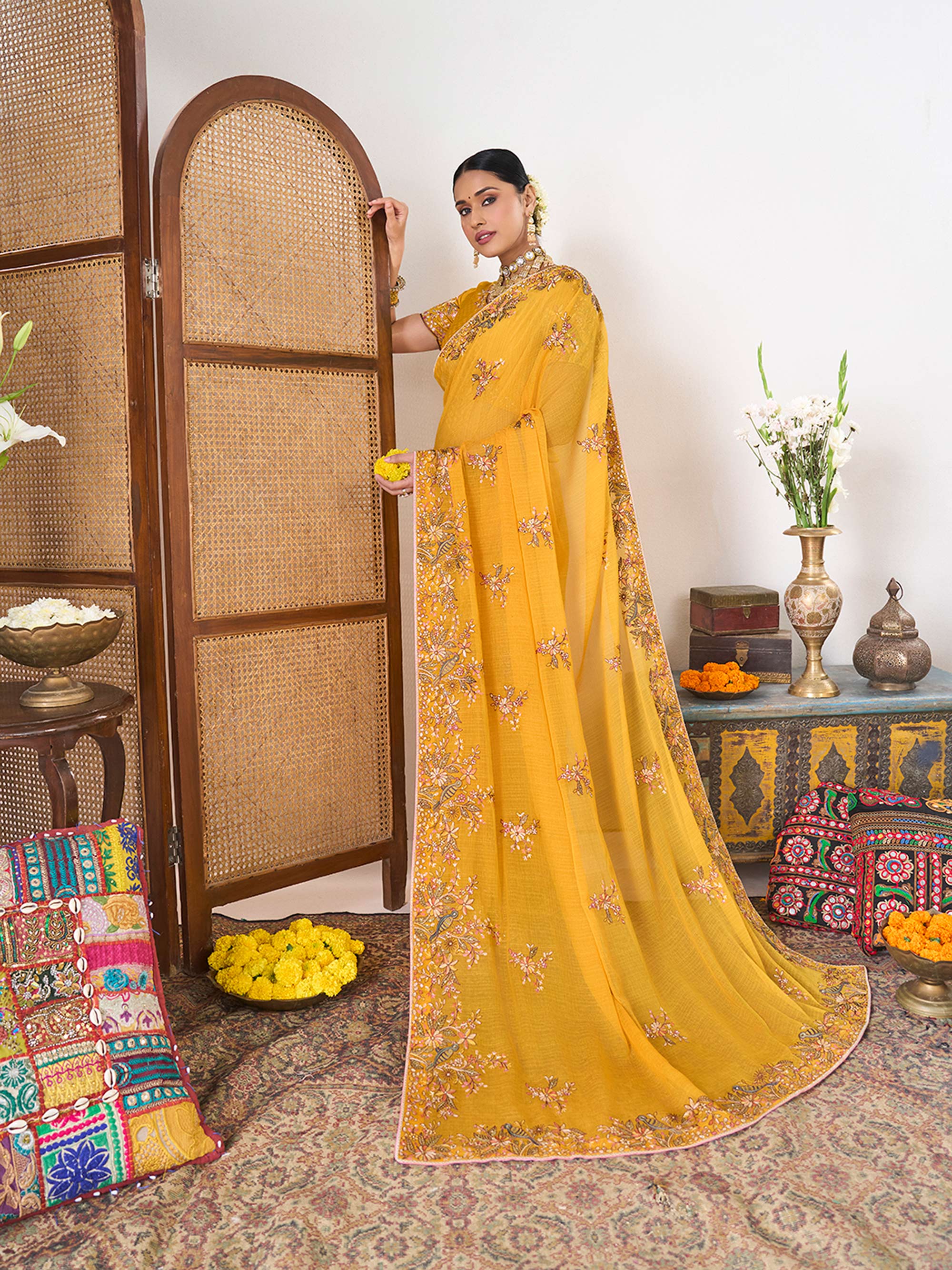 Floral designer saree