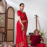 Floral work festive saree