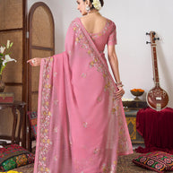 Floral embroidery work saree