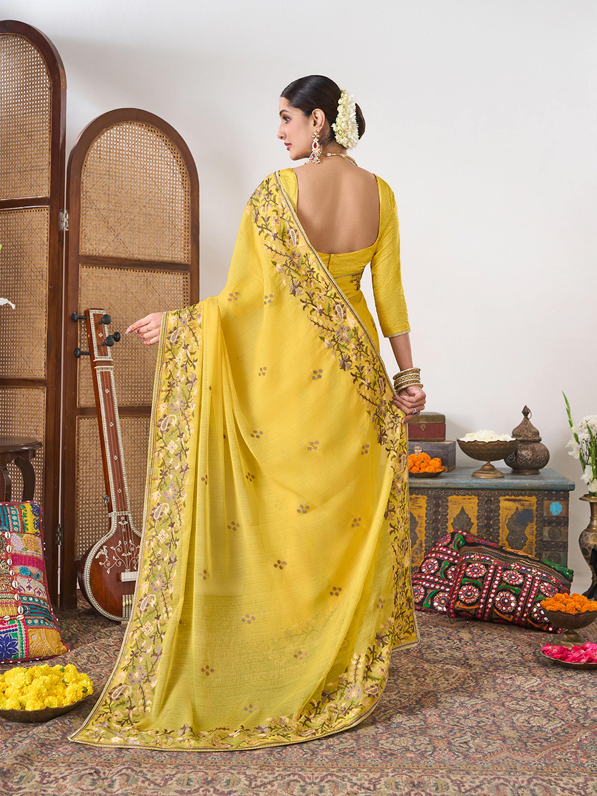 Chiffon embroidery saree