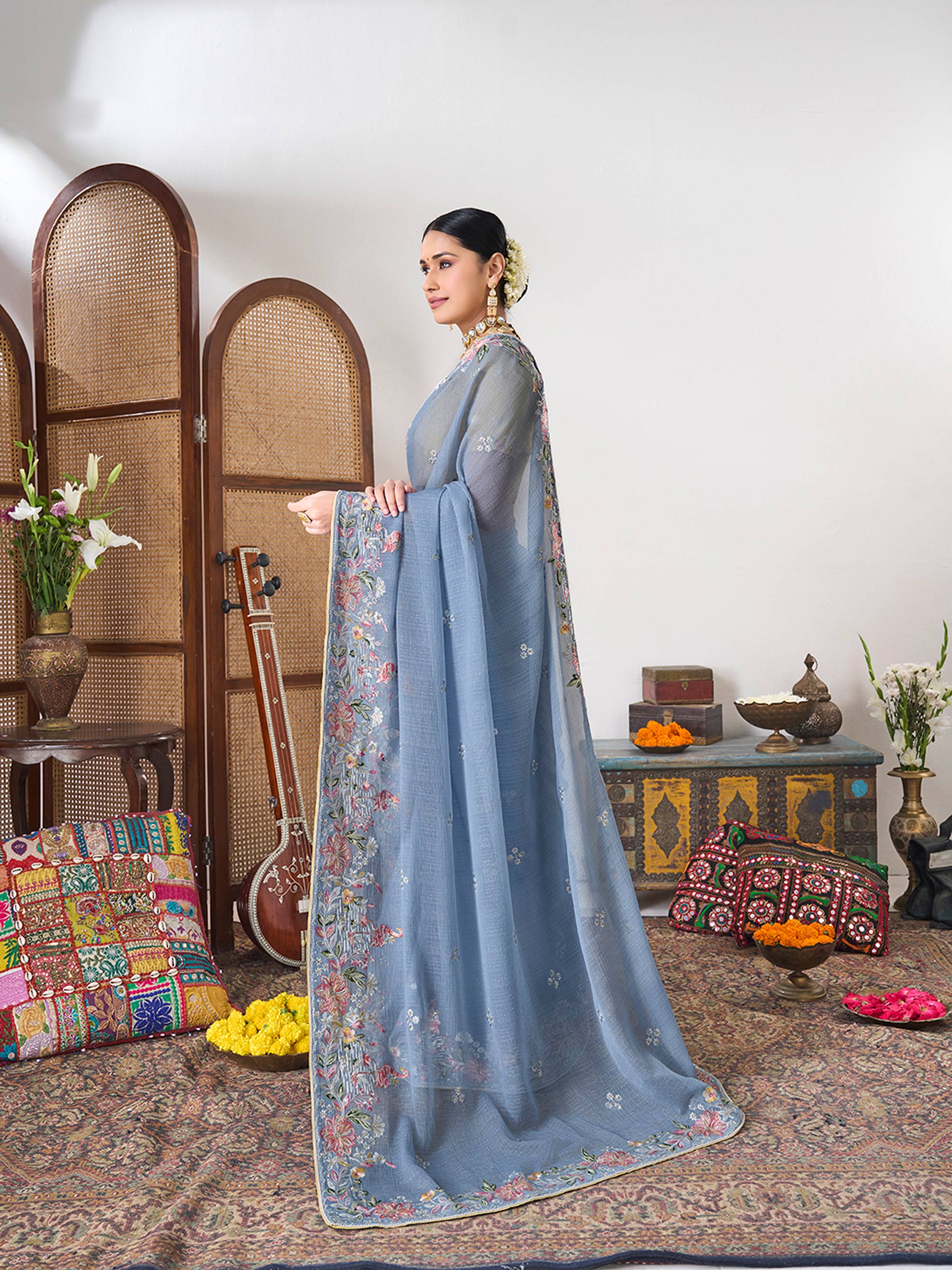 Floral designer saree