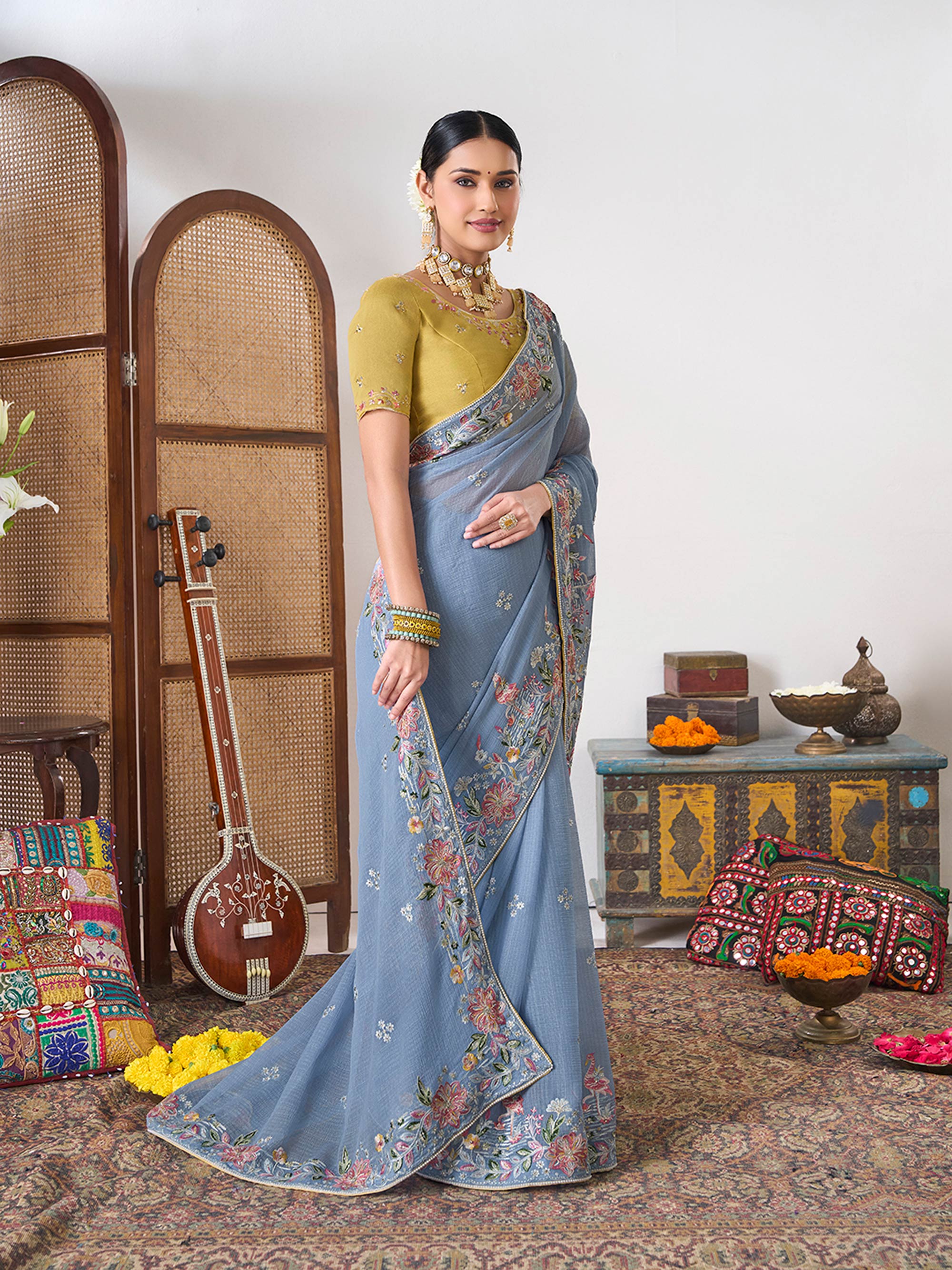 Elegant festive wear saree