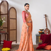 Peach festive party saree