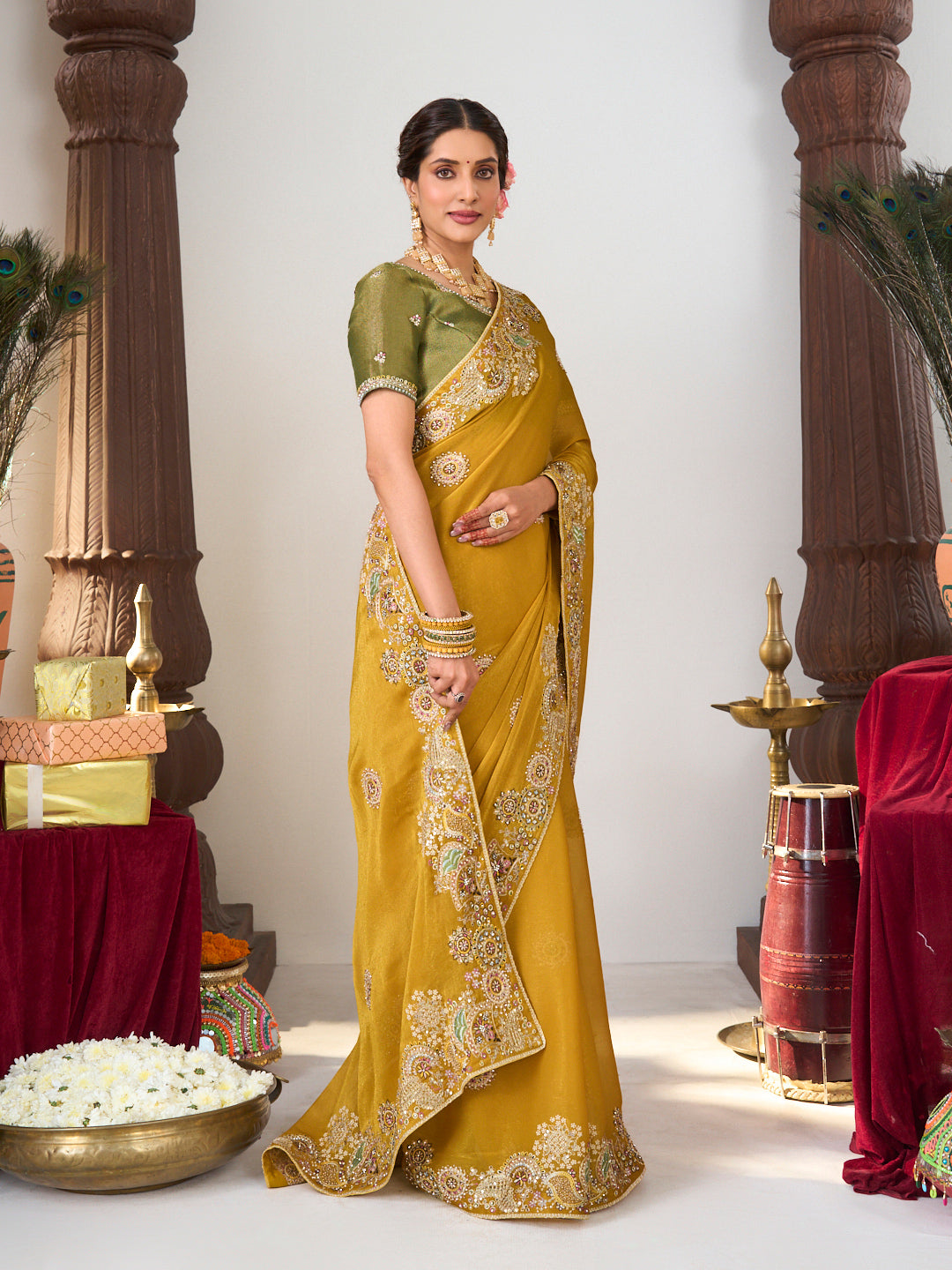 work embroidery saree