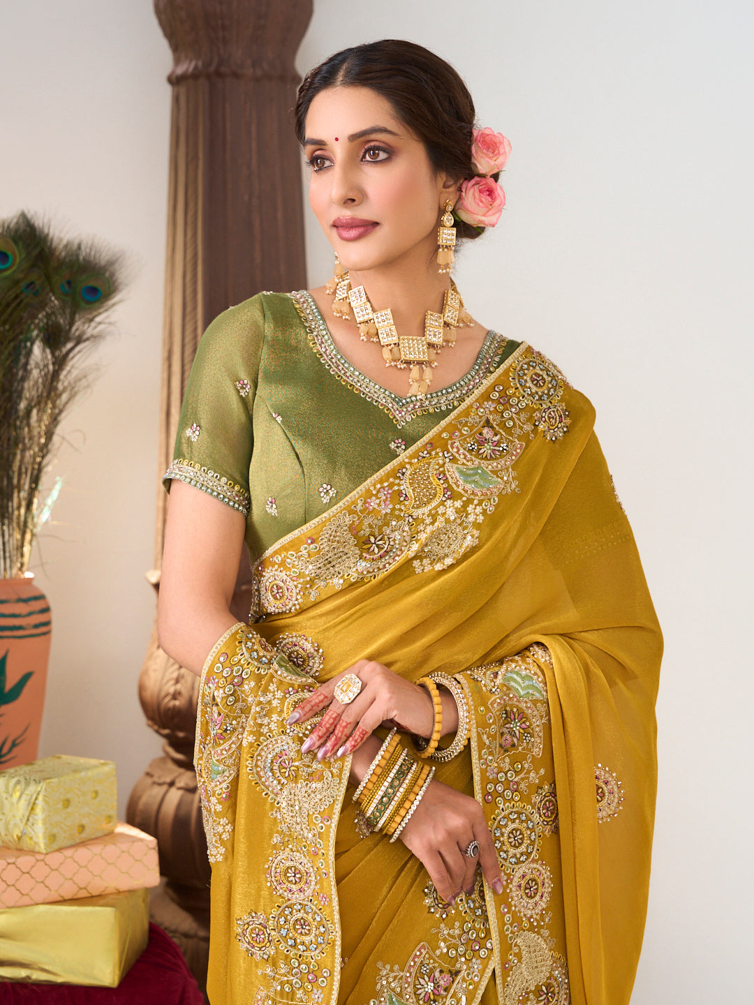 floral designer saree