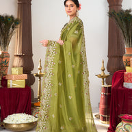  floral stone embroidery saree 