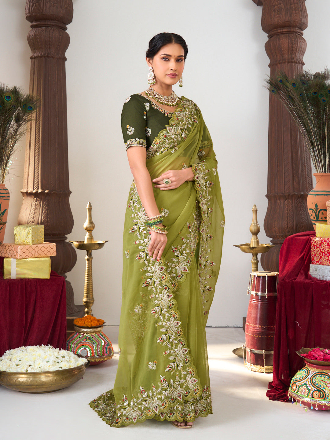 party wear festive saree