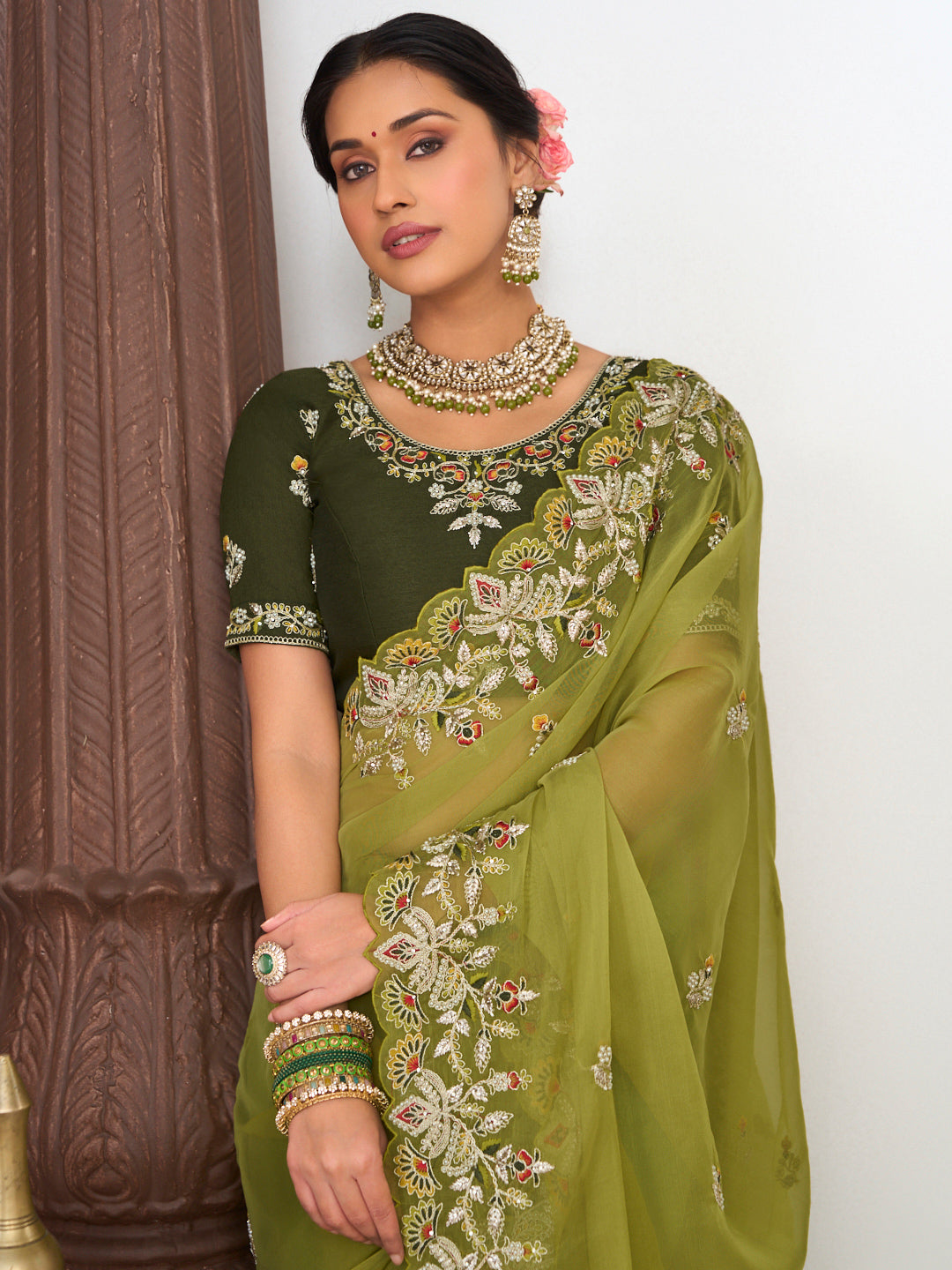 light weight organza saree