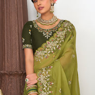 light weight organza saree