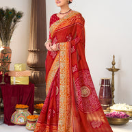 Maroon bandhani saree 