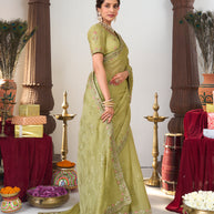 floral embroidered saree