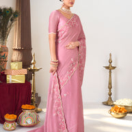 floral embroidered designer saree