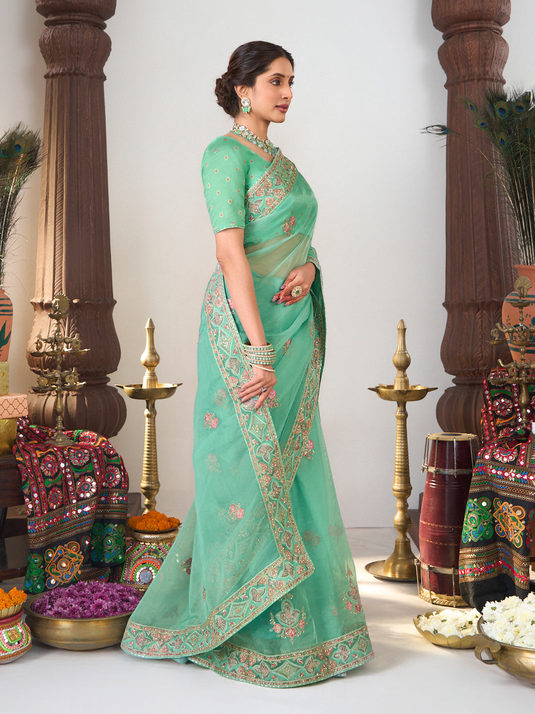  party wear organza saree 
