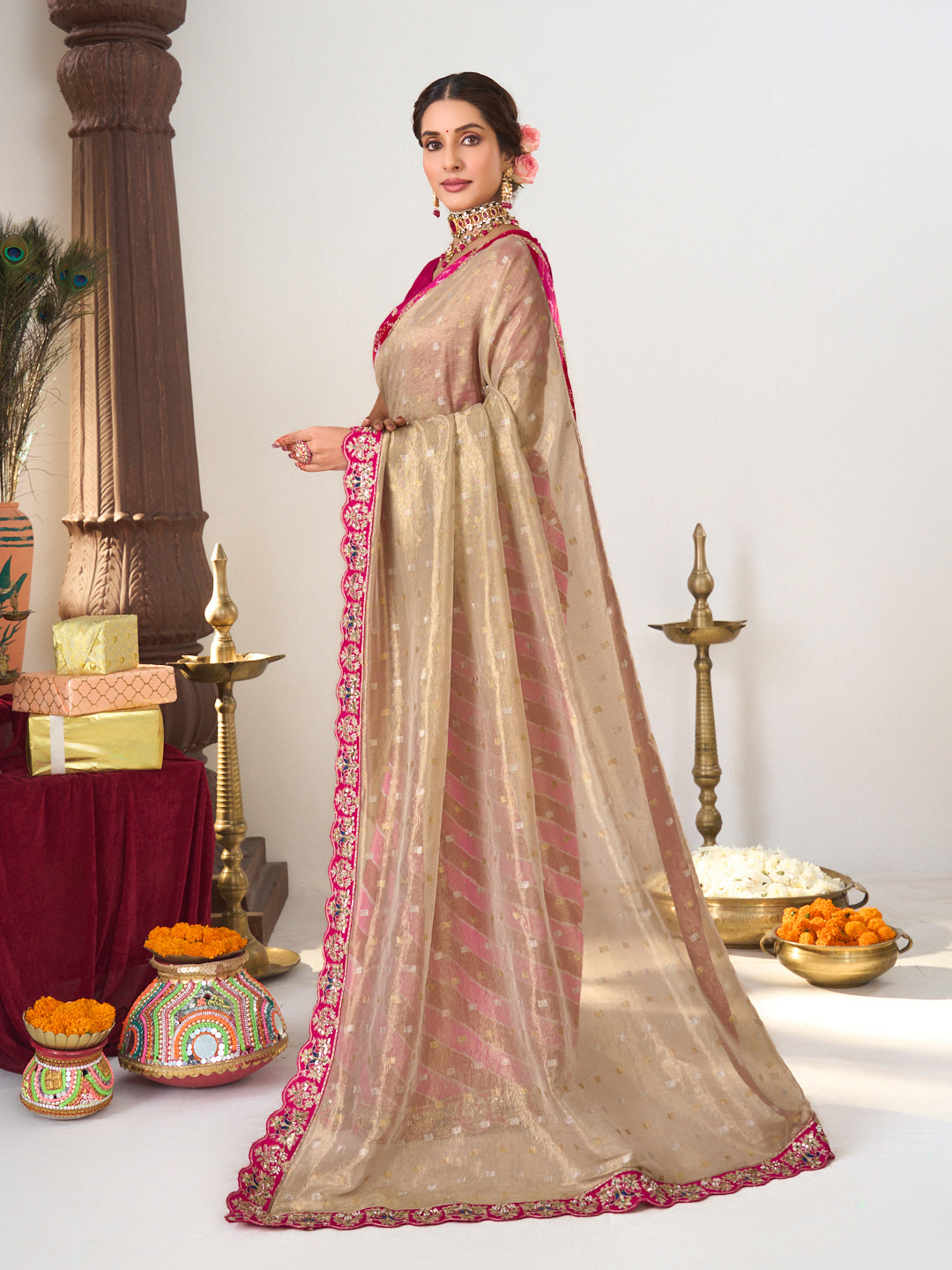 multicolor embroidered saree 