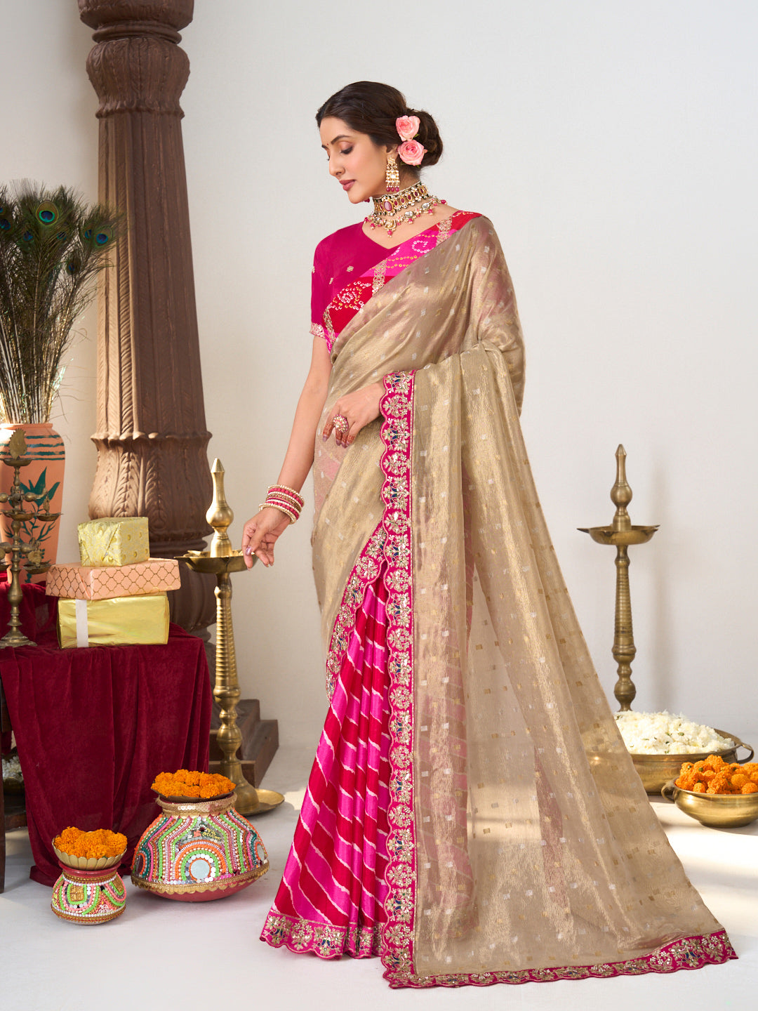 Leheriya print saree