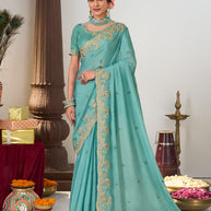 blue silk saree