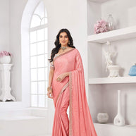 Peach daily wear saree