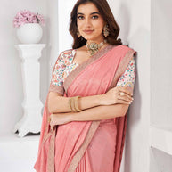 Floral print silk saree
