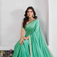 Green printed saree