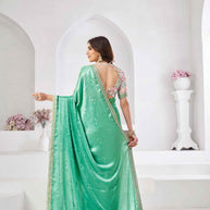 Green printed saree