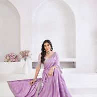 Lavender floral print saree for day events