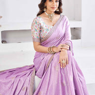 lavender silk saree