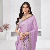 Lavender colour saree with floral print