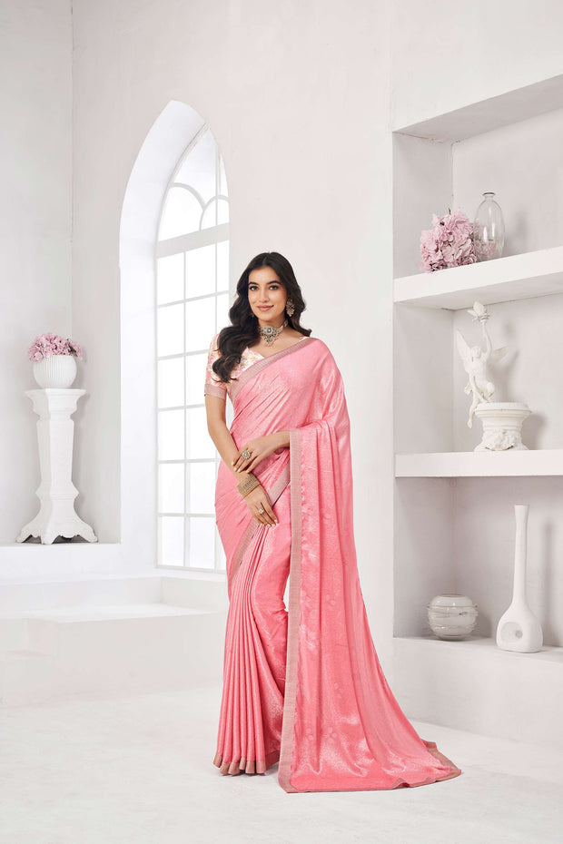 light pink colour saree