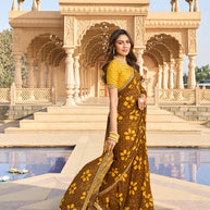 Floral printed chiffon saree