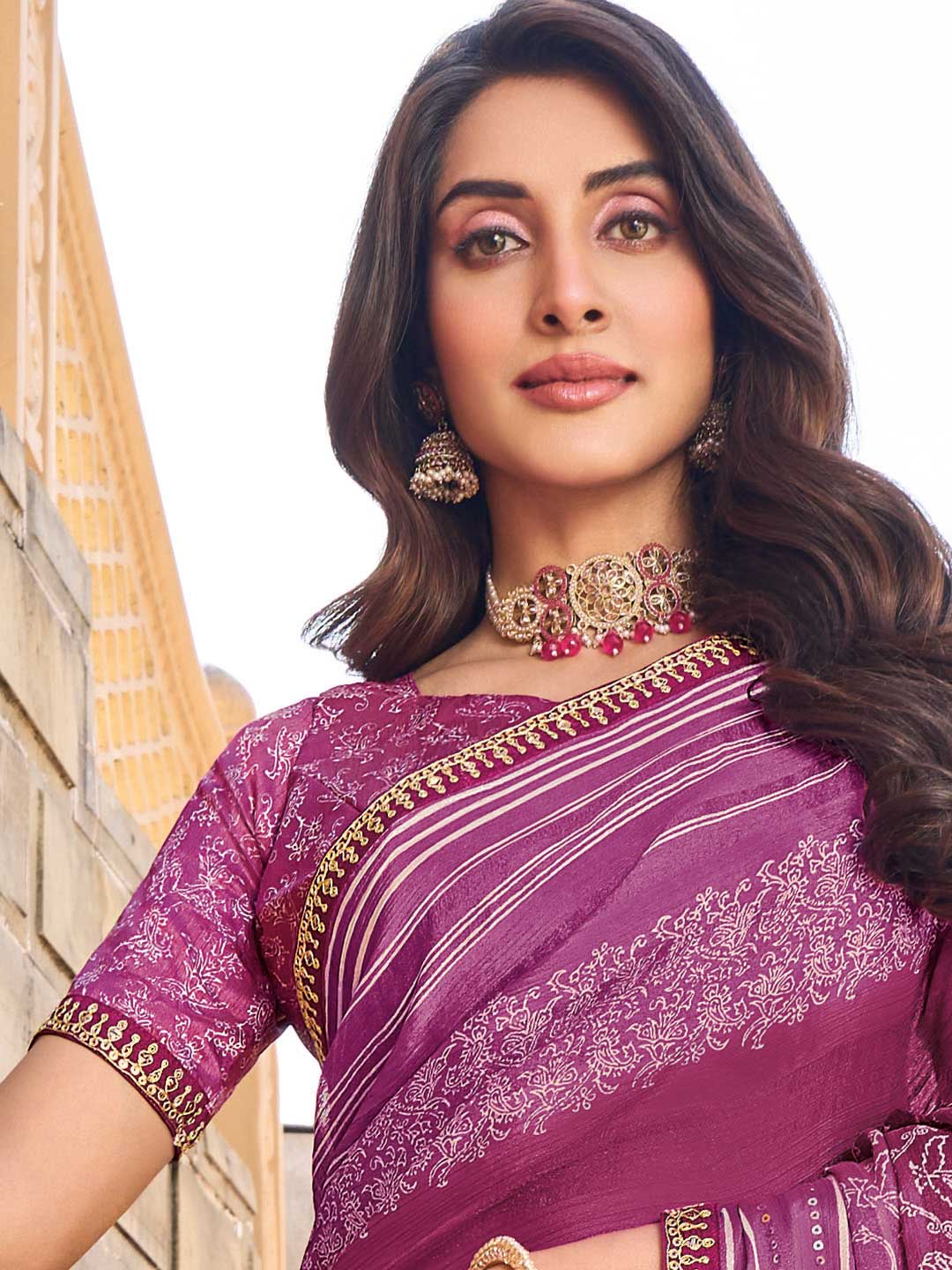 printed saree look
