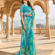 Floral print chiffon saree