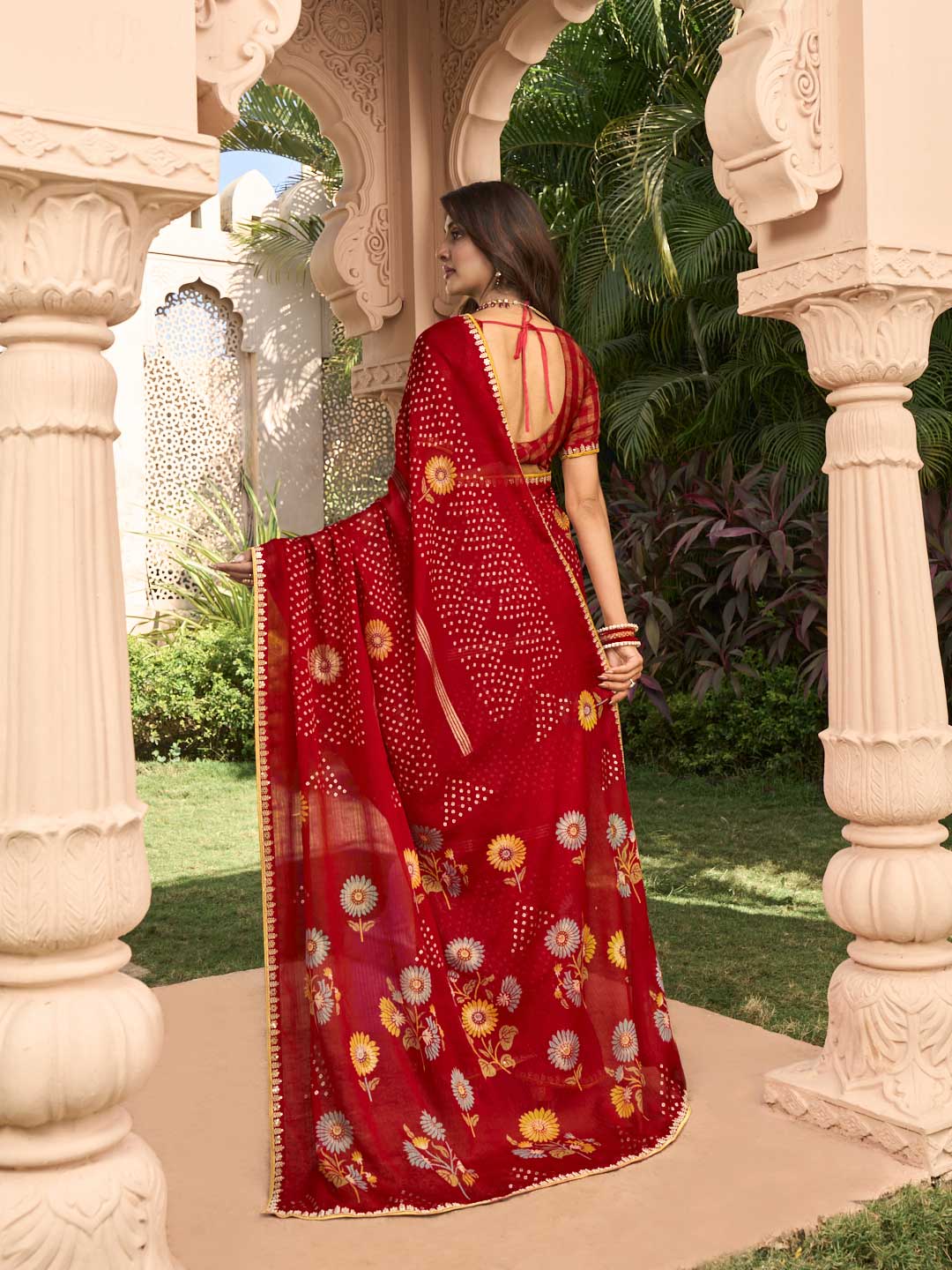 Elegant chiffon saree drape