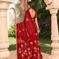 Elegant chiffon saree drape