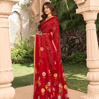 Red saree with silk blouse