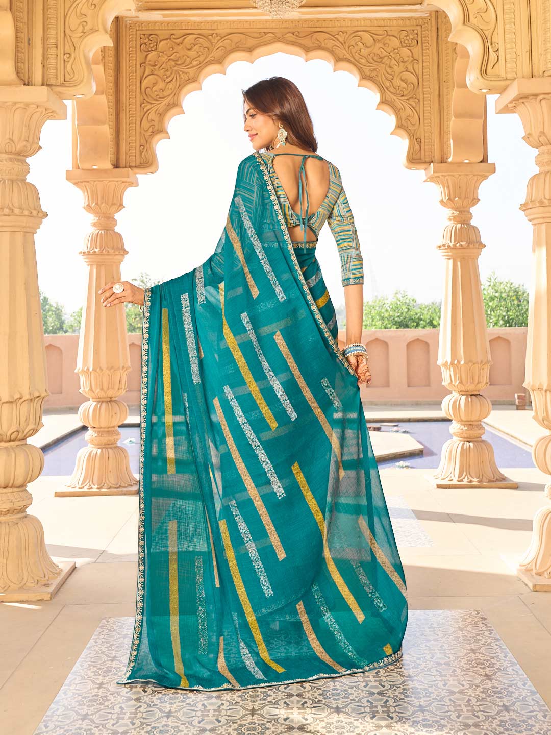 Printed chiffon saree