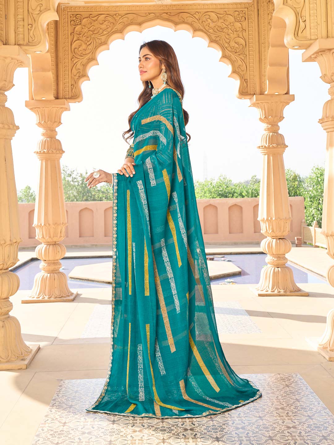 Ethnic print saree design