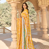 Chevron printed saree design