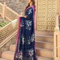 Navy blue saree with silk blend blouse