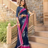 Floral printed chiffon saree design