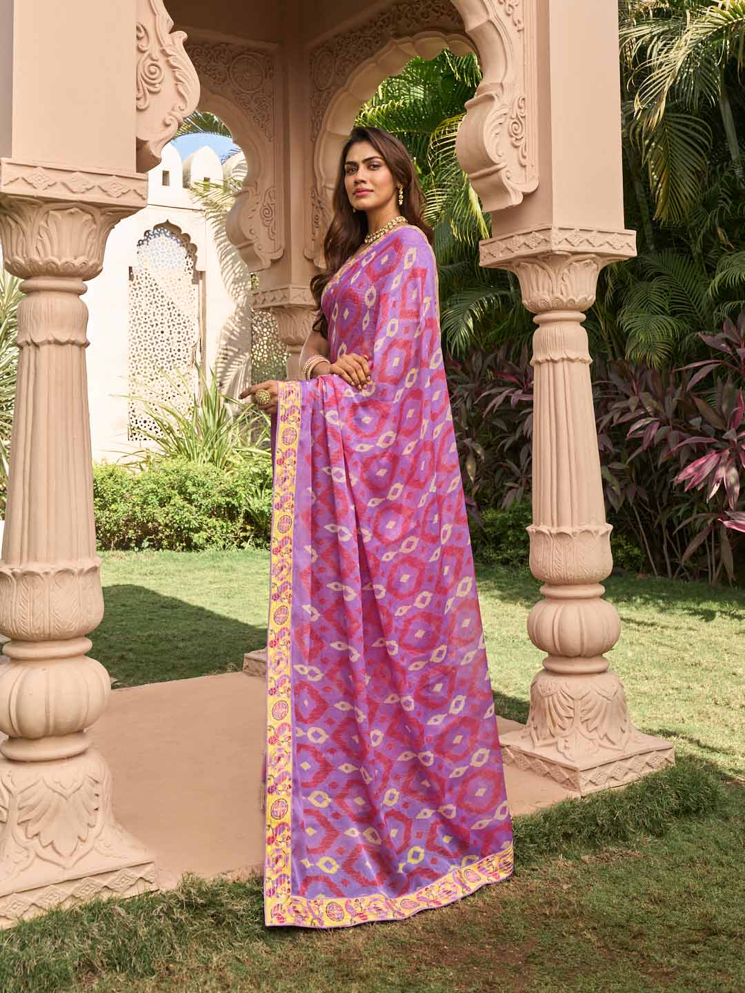 Traditional ikkat pattern saree detail