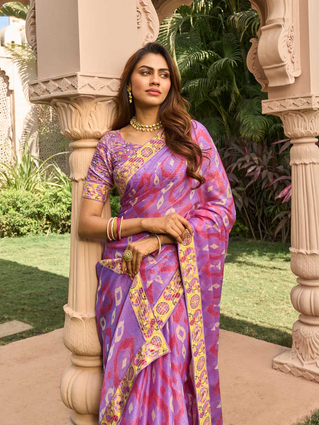 Comfortable silk blend saree drape