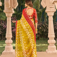 Ethnic mustard printed saree