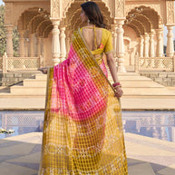 contrast blouse saree for pink saree