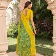 Printed green saree styling