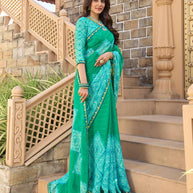 Geometric pattern on chiffon saree