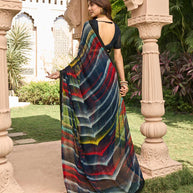 striped print saree