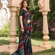 Black georgette saree with matching blouse