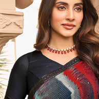 Printed black saree styling