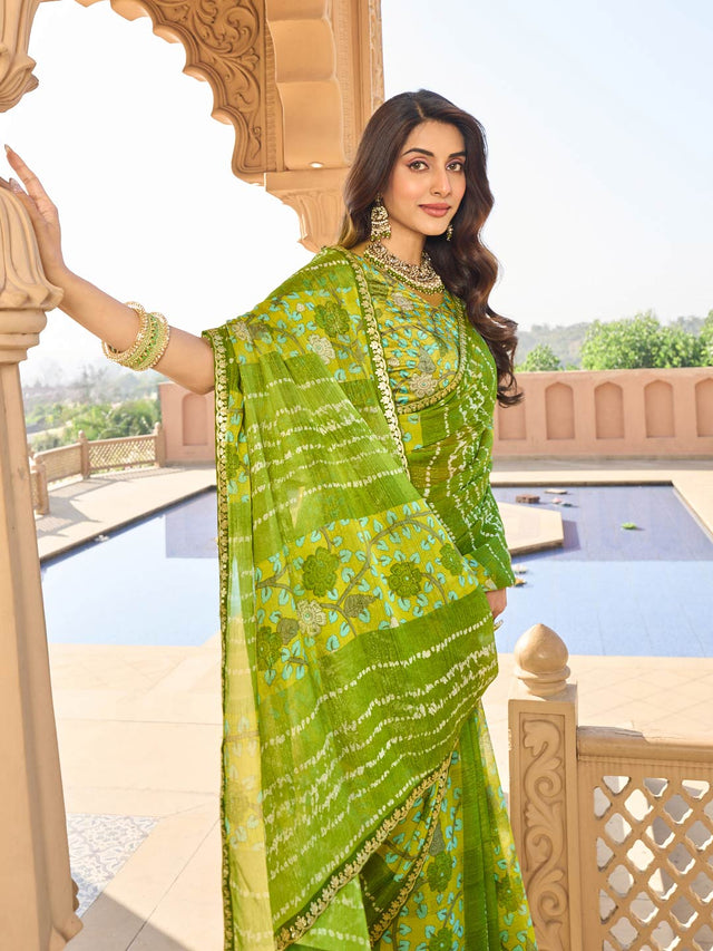 Mixed floral pattern saree