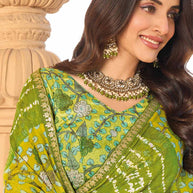 Stylish green chiffon saree